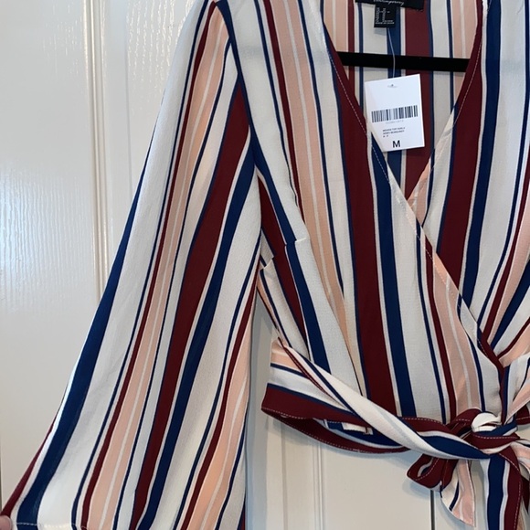 Forever 21 Contemporary Woven Top Open Front striped Multicolored Top Size M - Picture 3 of 11